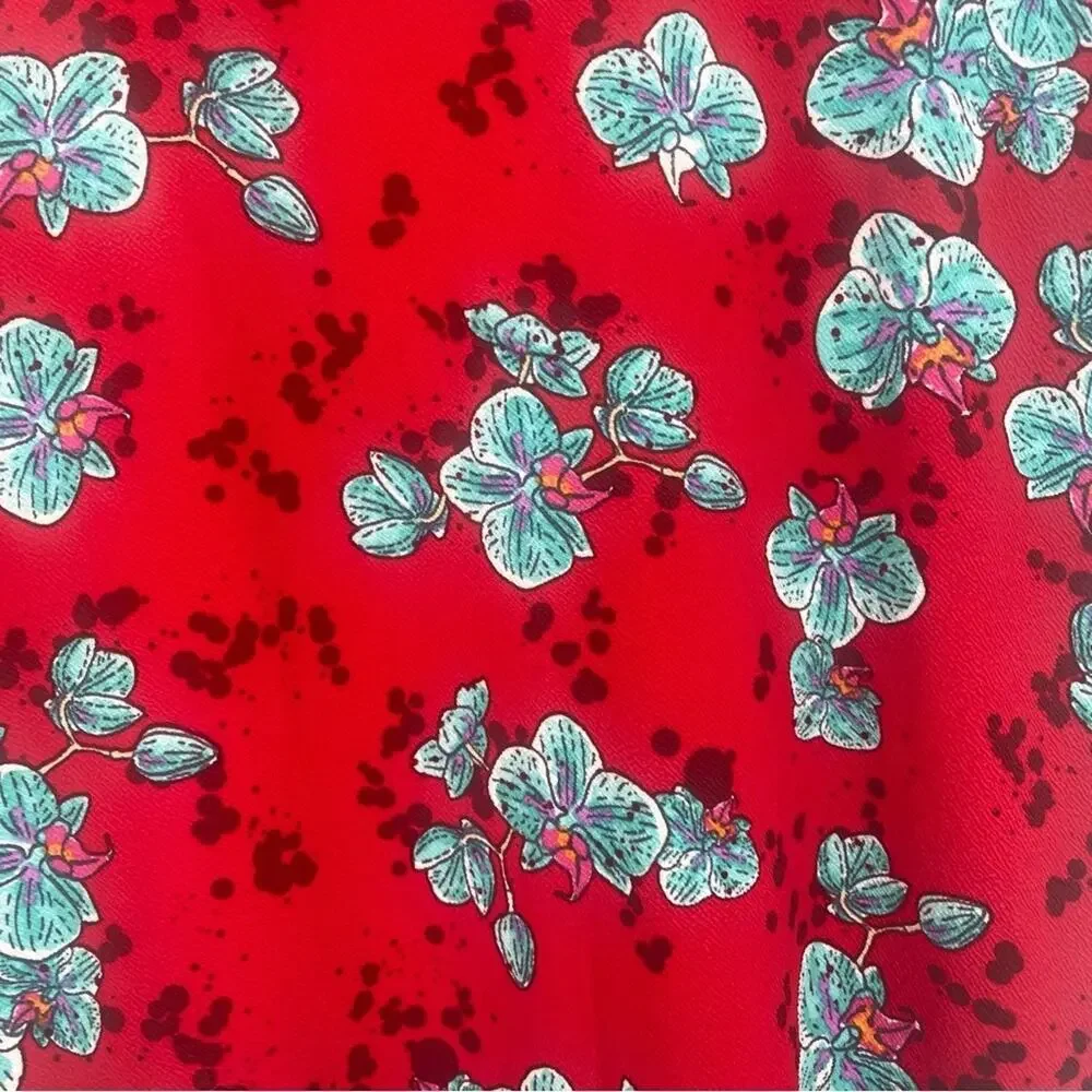 LuLaRoe Red and Teal Patterned Skirt
